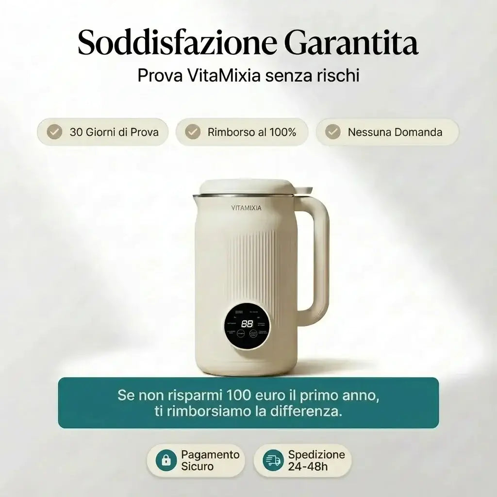 VitaMixia Multifunzione 8 in 1, Prepara Bevande Vegetali, Succhi e Molto Altro.