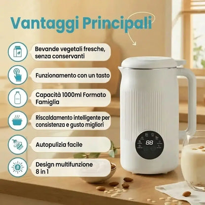 VitaMixia Multifunzione 8 in 1, Prepara Bevande Vegetali, Succhi e Molto Altro.