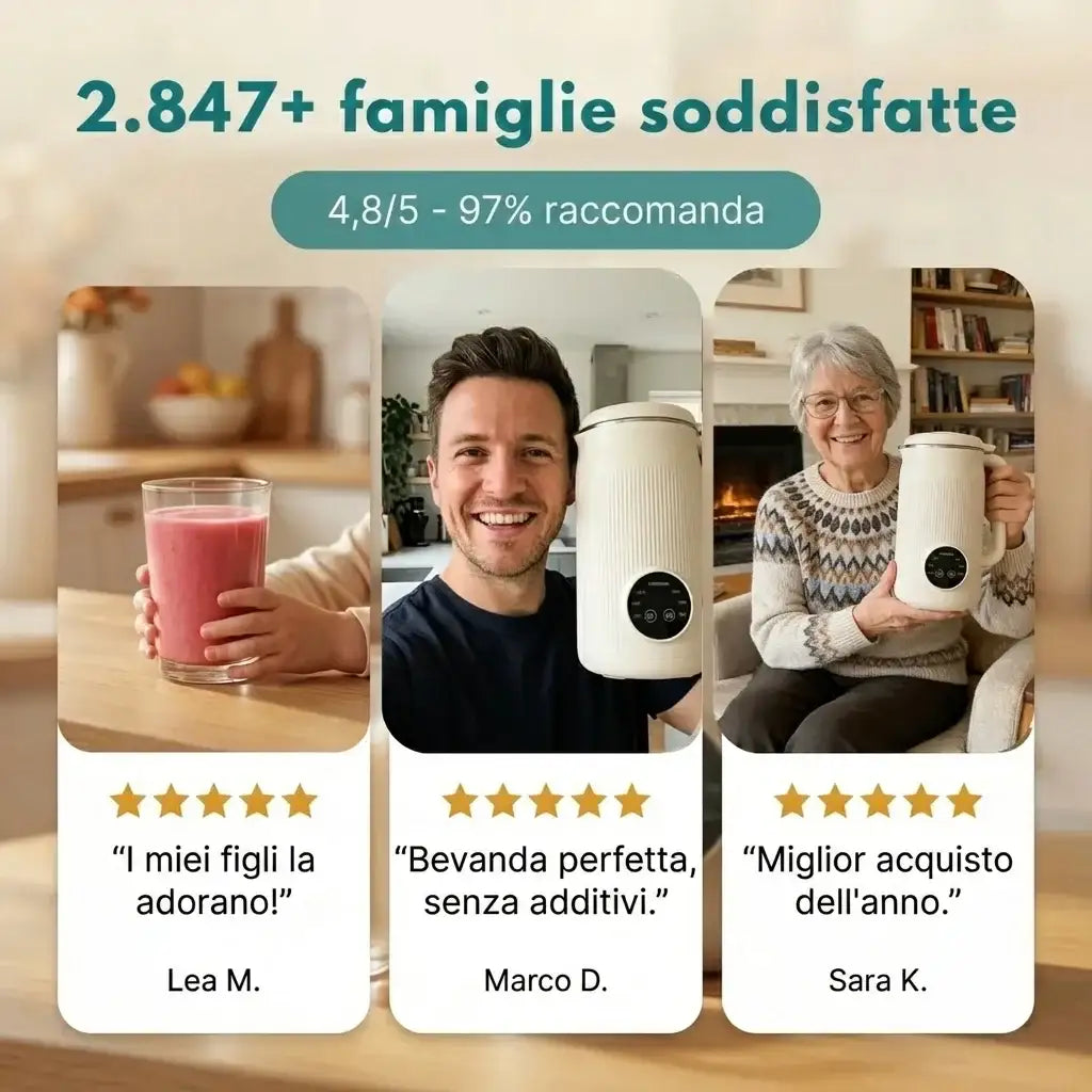 VitaMixia Multifunzione 8 in 1, Prepara Bevande Vegetali, Succhi e Molto Altro.