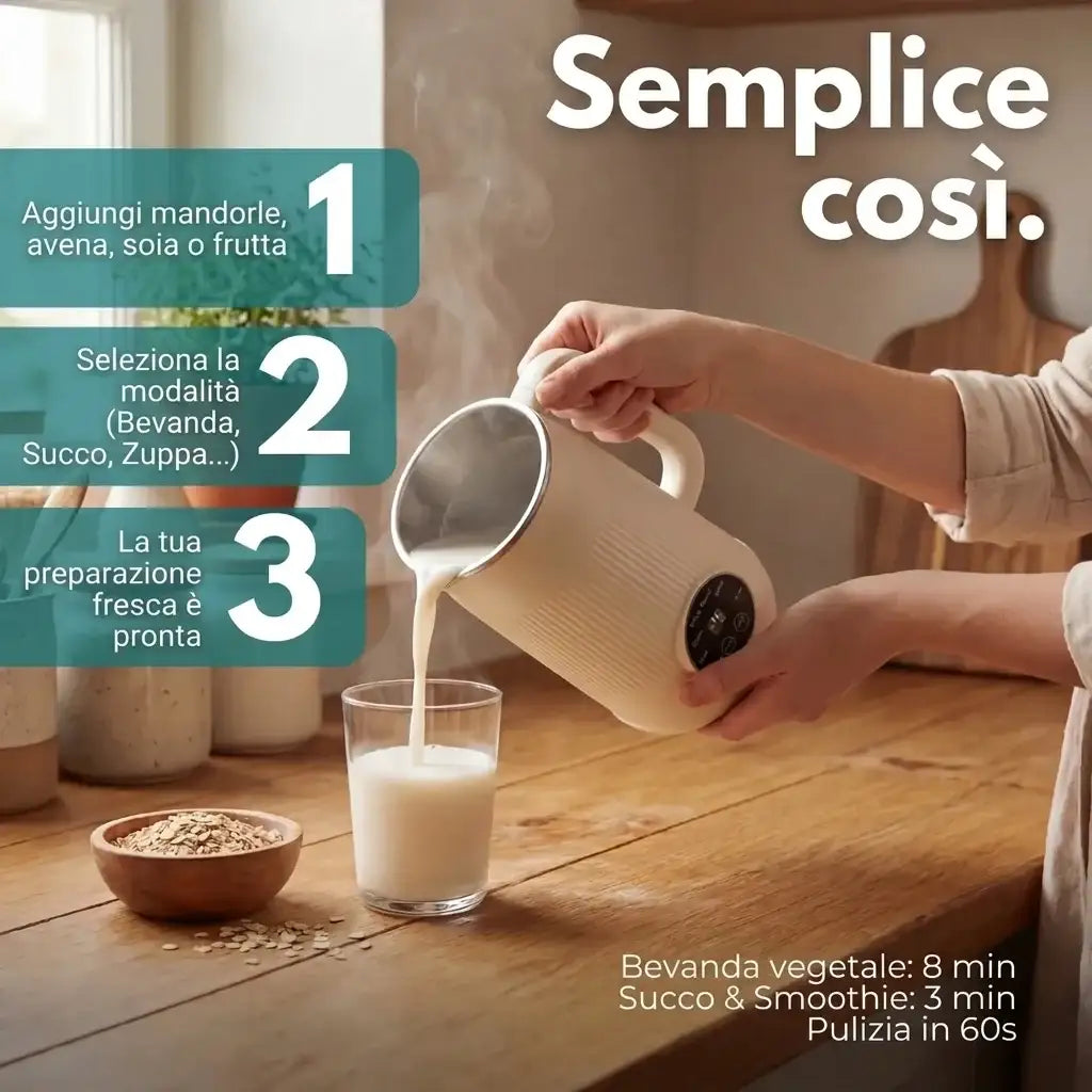 VitaMixia Multifunzione 8 in 1, Prepara Bevande Vegetali, Succhi e Molto Altro.
